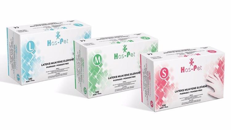 Has-Pet Tek Kullanımlık Pudrasız  Lateks Eldiven | 100 Lü Paket
