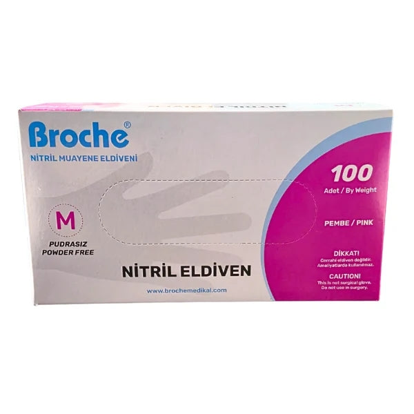 Broche Pembe Pudrasız Nitril Muayene Eldiveni 100 Adet Ürün ikincil görseli
