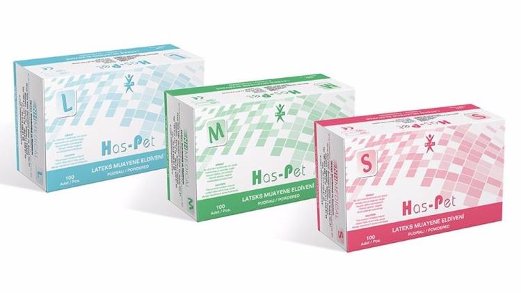 Has-Pet Tek Kullanımlık Pudralı Lateks Eldiven | 100 Lü Paket