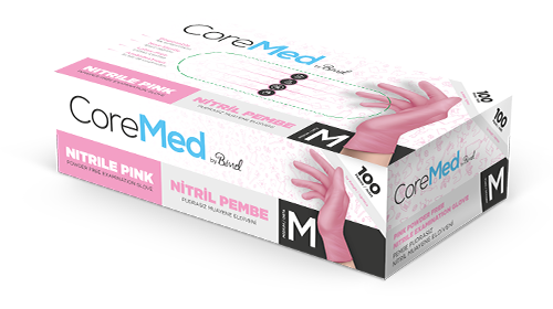 Coremed Pembe Nitril Pudrasız Muayene ve Gıda Eldiveni Ürün ana görseli