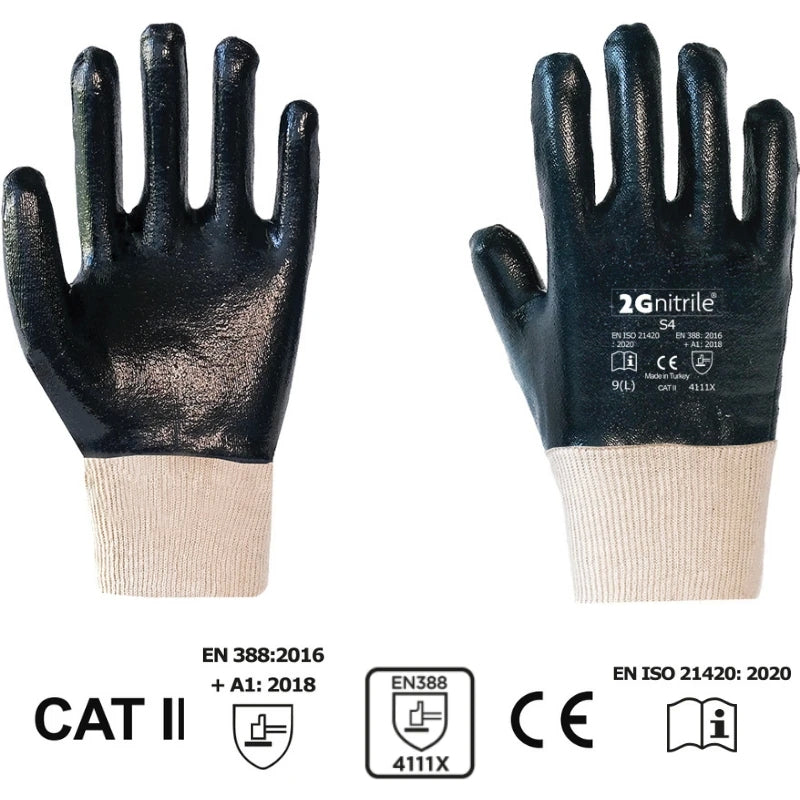2G Nitrile S4 Lacivert Nitril Kaplı İş Eldiveni,
