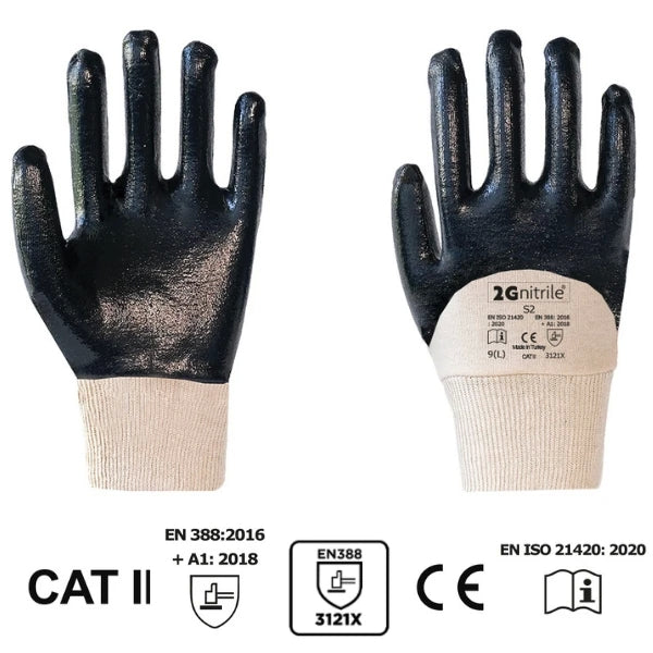 2G Nitrile S2 Nitril Kaplı İş Eldiveni Pamuk Astarlı