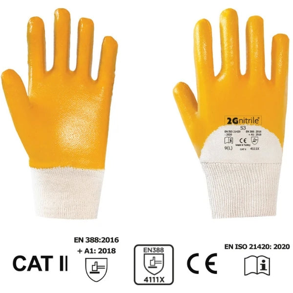 2G Nitrile S3 Nitril Kaplı Pamuk Astarlı İş Eldiveni