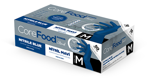 Corefood 3D Elmas Dokulu Mavi  Nitril Eldiven Ekstra Kalın, Pudrasız 50'li Paket Ürün ana görseli
