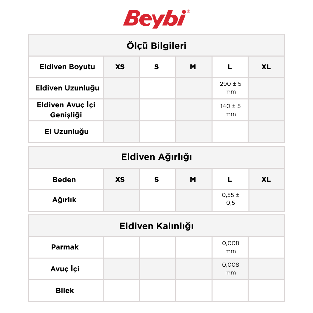 Beybi Şeffaf Pet ( Polietilen ) Eldiven