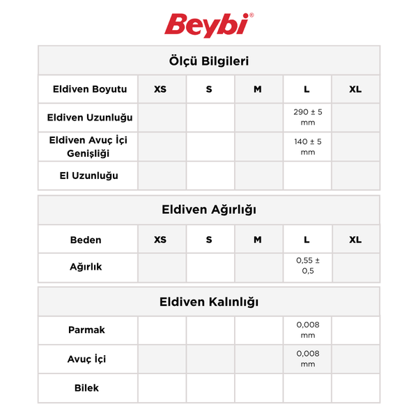 Beybi Şeffaf Pet ( Polietilen ) Eldiven