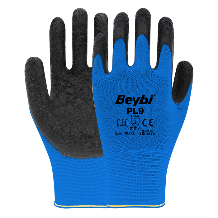 Beybi PL9 Siyah Polyester Örme Lateks Kaplı İş Eldiveni