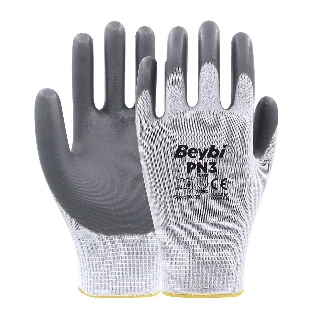 Beybi PN3 Polyester Örme Nitril Kaplı İş Eldiveni 15G Ürün ana görseli
