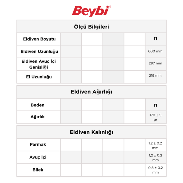 Beybi Korun Tırtıklı 60 cm Uzun Siyah İş Eldiveni