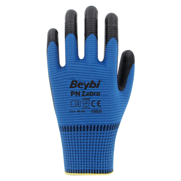 Beybi PN Zebra Polyester Örme Nitril Eldiven