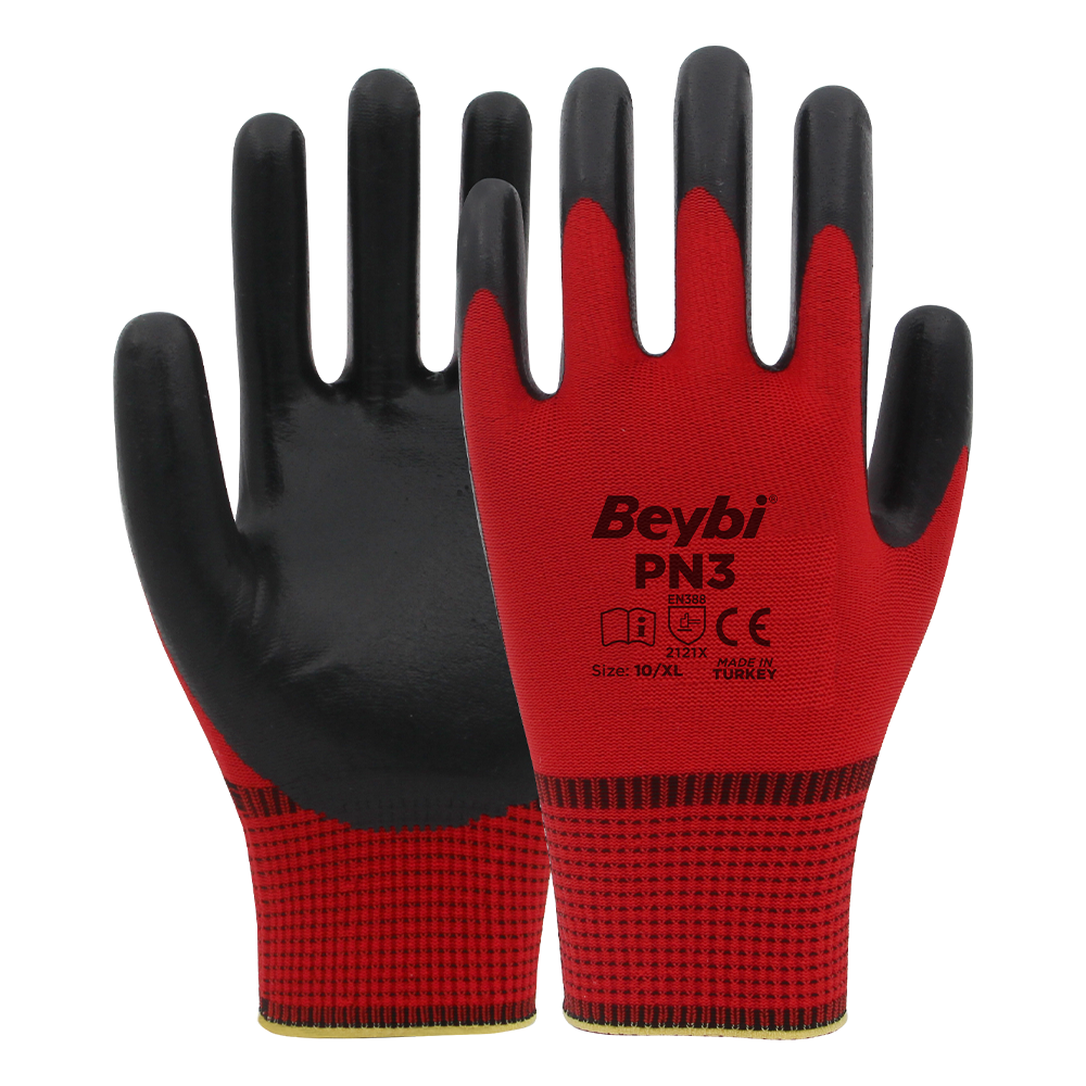 Beybi PN3 Polyester Örme Nitril Eldiven