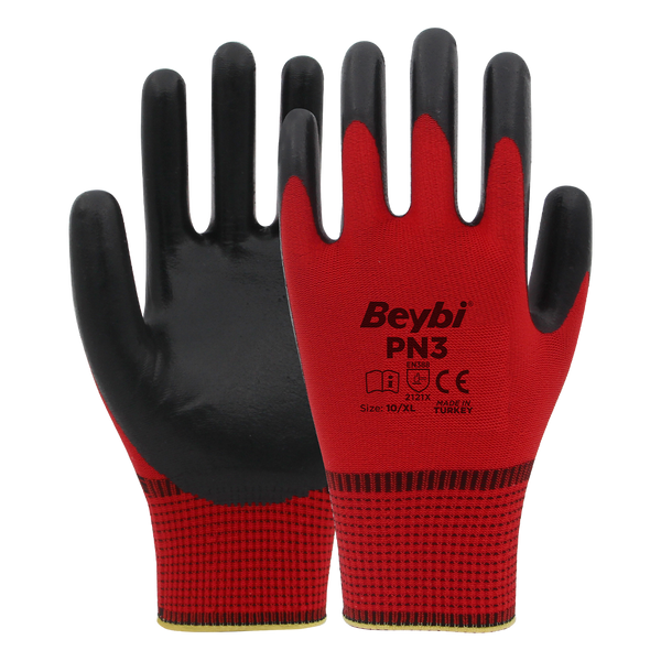 Beybi PN3 Polyester Örme Nitril Eldiven