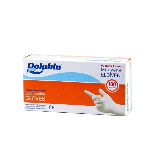 Dolphin Pudrasız Lateks Muayene Eldiveni 100 Adet MDR