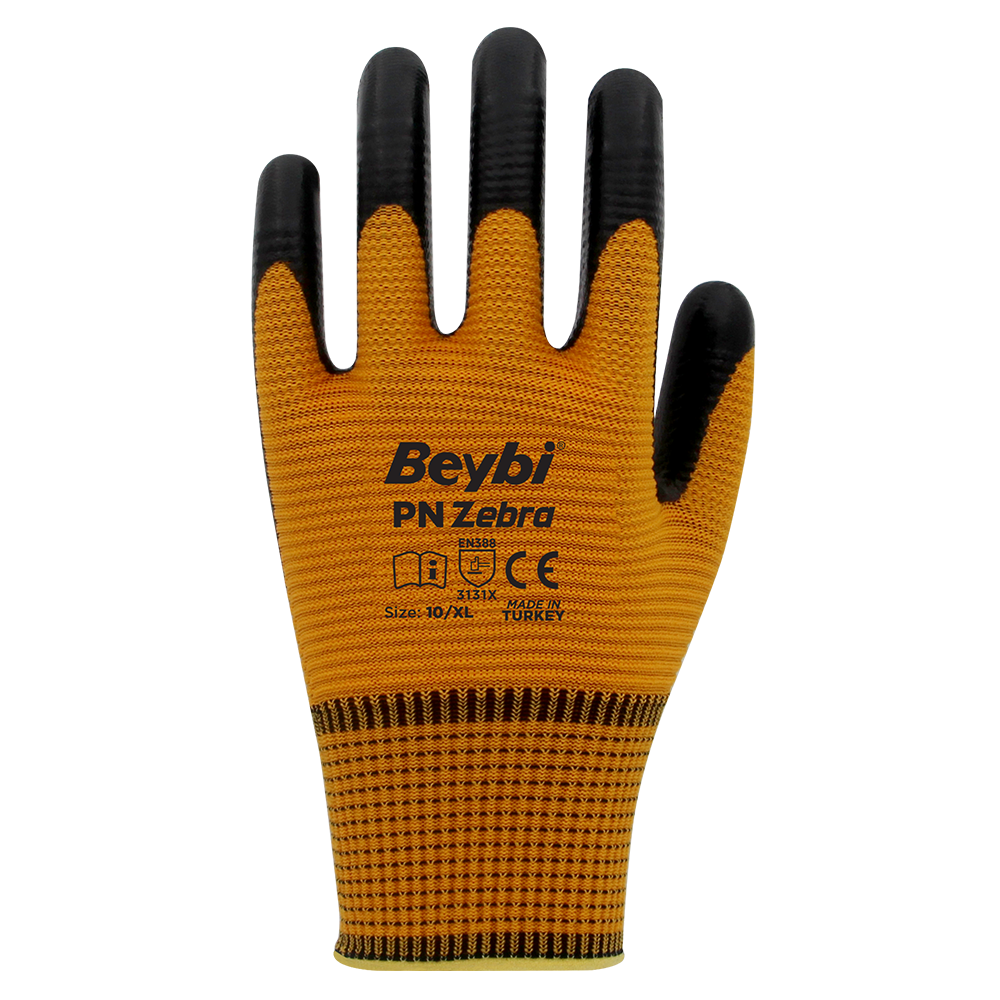 Beybi PN Zebra Polyester Örme Nitril Eldiven