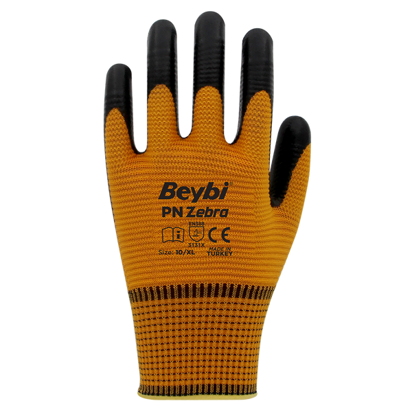 Beybi PN Zebra Polyester Örme Nitril Eldiven