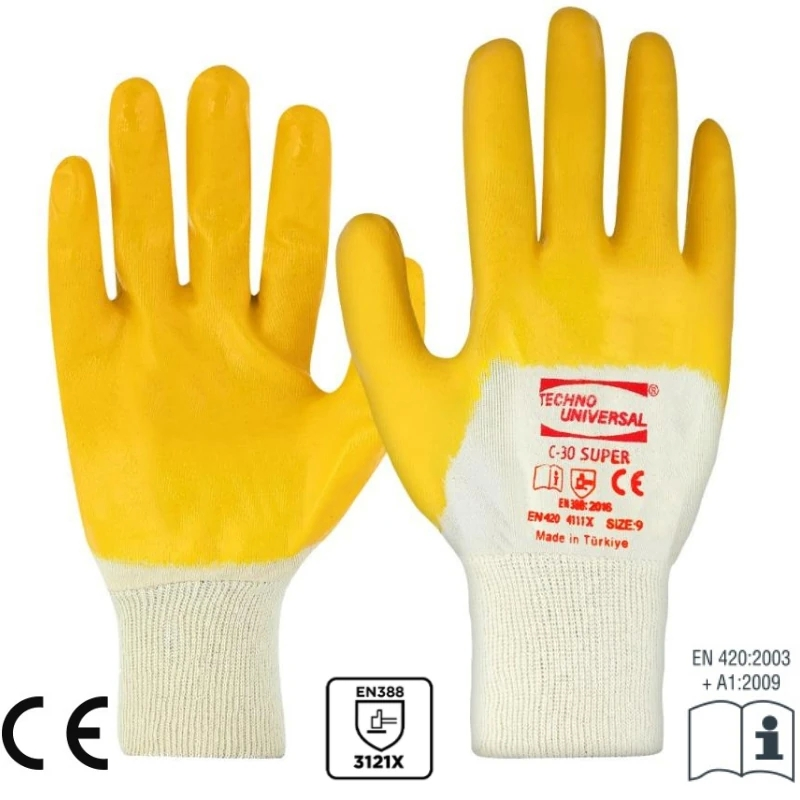 Universal Techno Super C-30 Pamuk Nitril İş Eldiveni