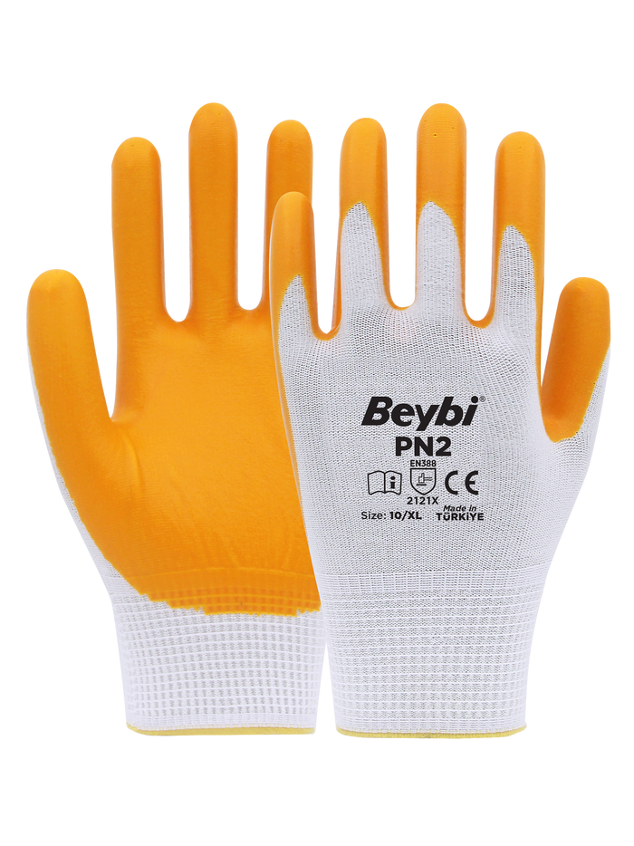 Beybi PN2 Sarı Polyester Örme Nitril Kaplı İş Eldiveni