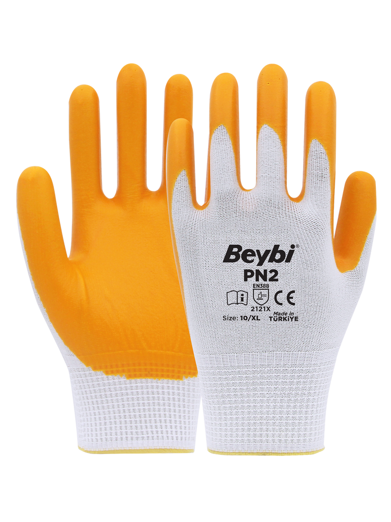 Beybi PN2 Sarı Polyester Örme Nitril Kaplı İş Eldiveni
