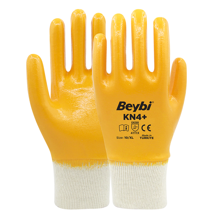 Beybi KN4+ Sarı Nitril Kaplı Pamuklu İş Eldiveni
