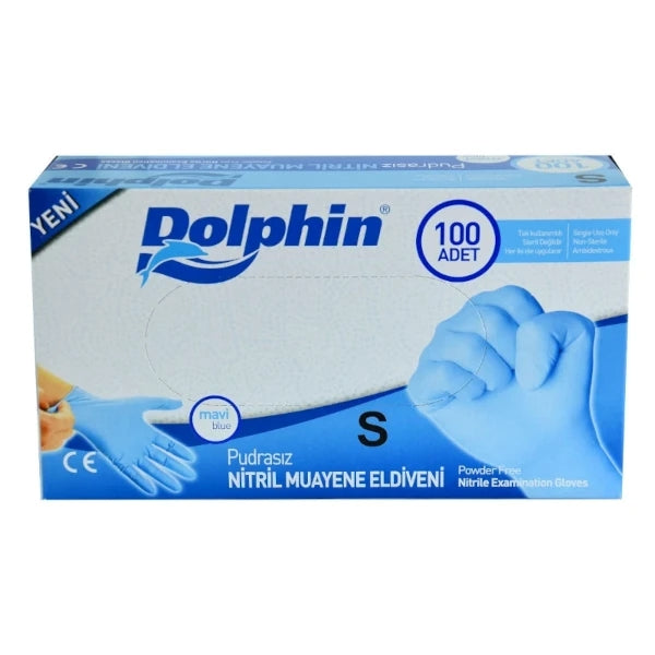 Dolphin Pudrasız Mavi Nitril Muayene Eldiveni 100 Adet MDR