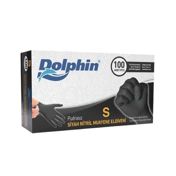 Dolphin Çok Amaçlı Siyah Pudrasız Nitril Muayene Eldiveni 100 Adet MDR Ürün ana görseli