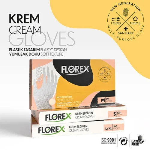 Florex Krem TPE Hijyen Eldiveni Pudrasız 100 Adet