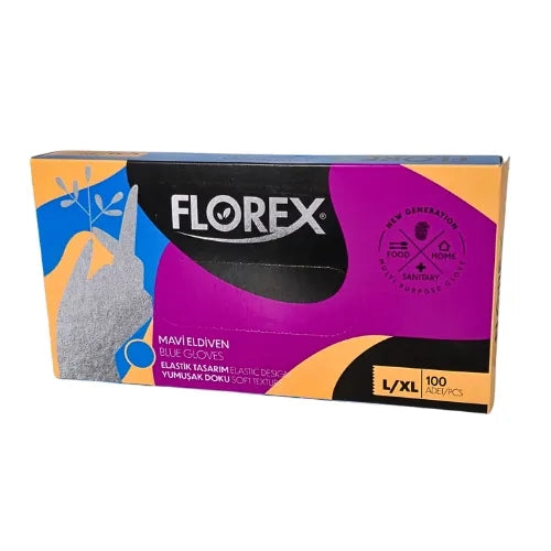 Florex Mavi TPE Hibrit Muayene Eldiveni Pudrasız 100'lü Paket