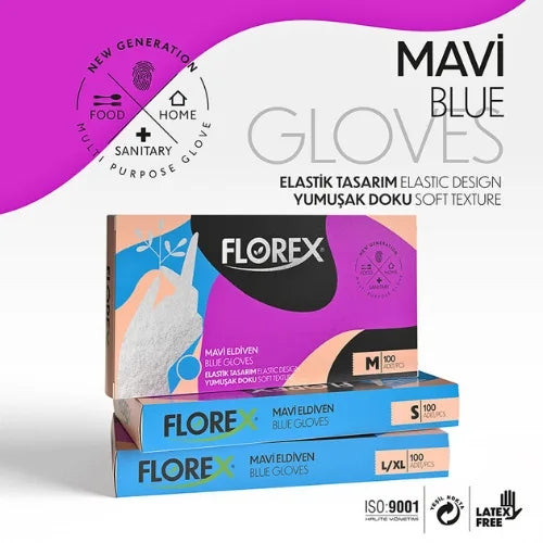 Florex Tpe Mavi Eldiven 100'lü Paket Ürün ana görseli