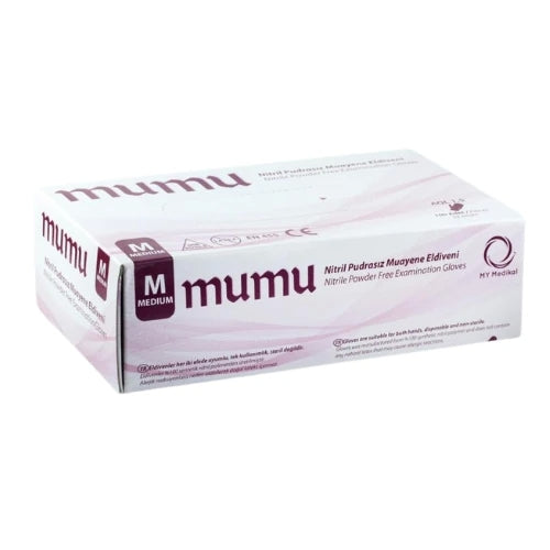 Mumu Plus Mavi Pudrasız Nitril Muayene Eldiveni 100 Adet
