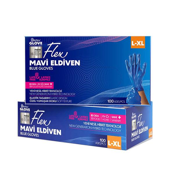 Reflex Flex Hi-Tech Pudrasız Mavi TPE Eldiven 100’lü Paket