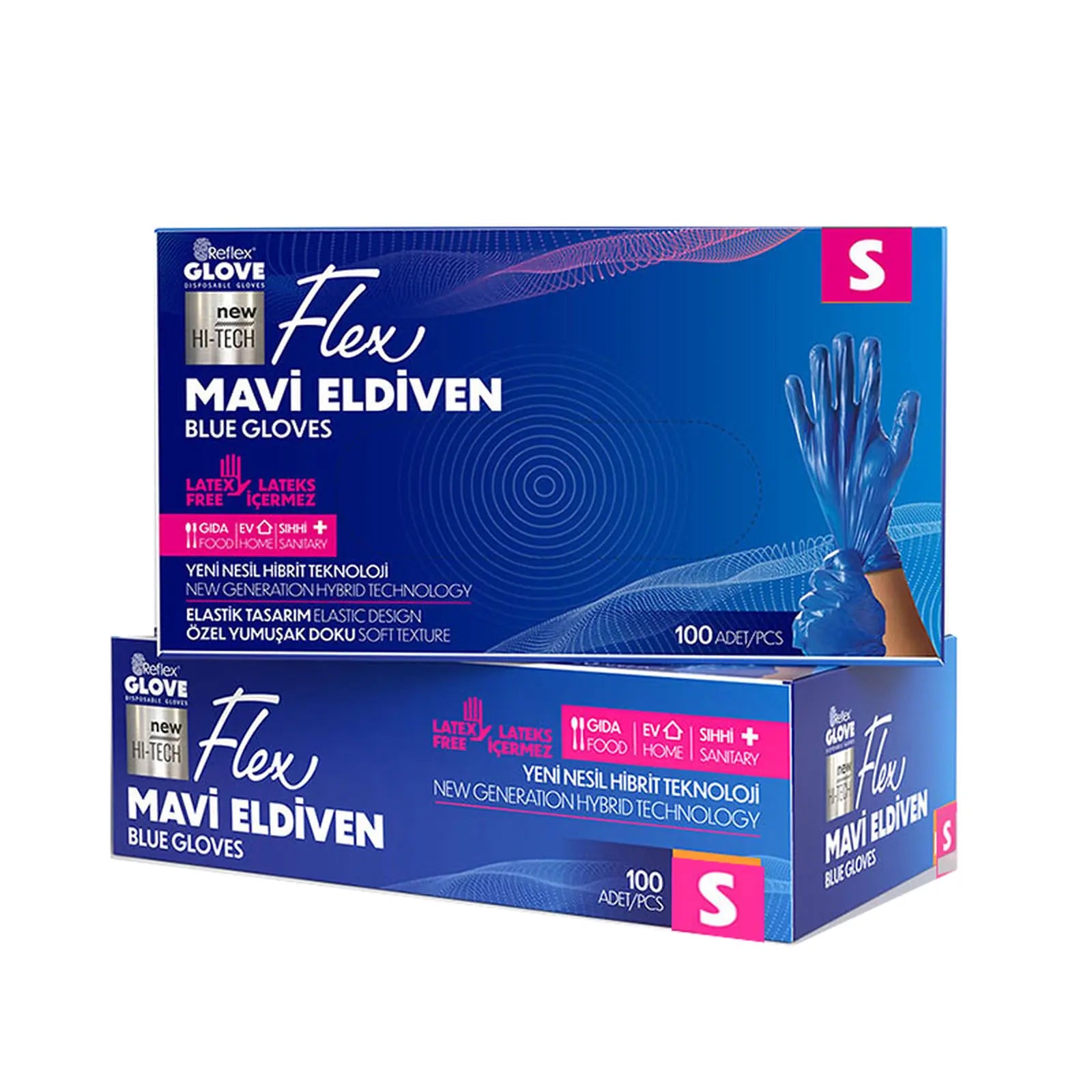 Reflex Flex Hi-Tech Pudrasız Mavi TPE Eldiven 100’lü Paket