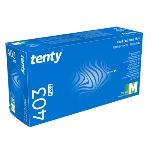 Tenty 403 Mavi Pudrasız Nitril Muayene Eldiveni 100 Adet