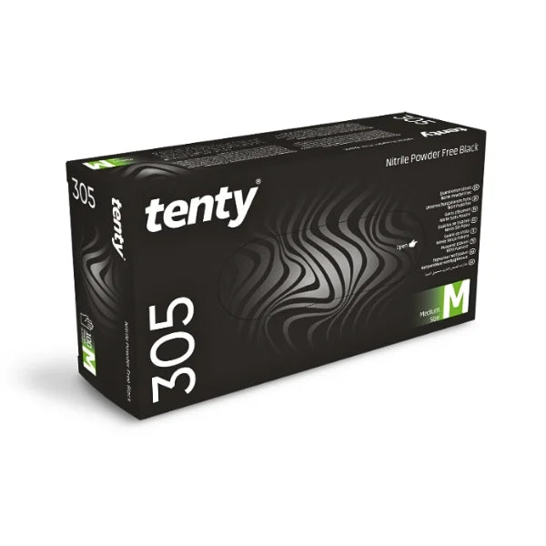 Tenty 305 Pudrasız Siyah Nitril Muayene Eldiveni 50'li Paket